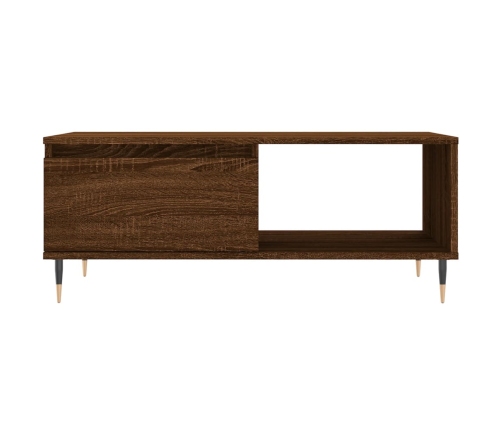 vidaXL Mesa de centro madera contrachapada marrón roble 90x50x36,5 cm