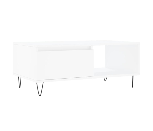 Mesa de centro madera contrachapada blanco 90x50x36,5 cm