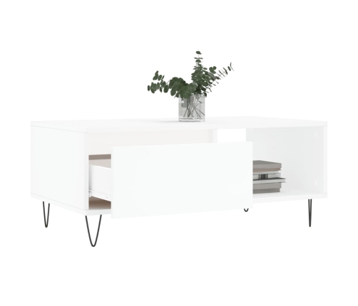 Mesa de centro madera contrachapada blanco 90x50x36,5 cm