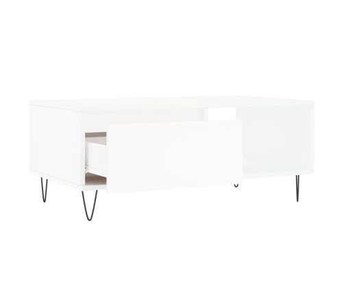 Mesa de centro madera contrachapada blanco 90x50x36,5 cm