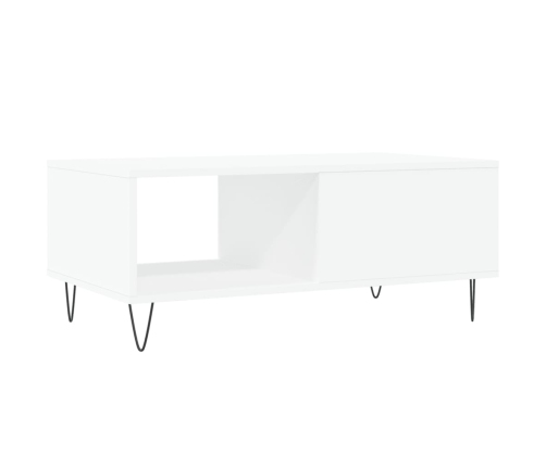 Mesa de centro madera contrachapada blanco 90x50x36,5 cm