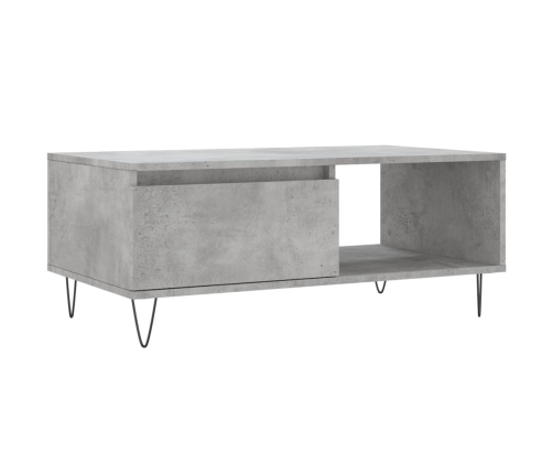 Mesa de centro madera contrachapada gris hormigón 90x50x36,5 cm