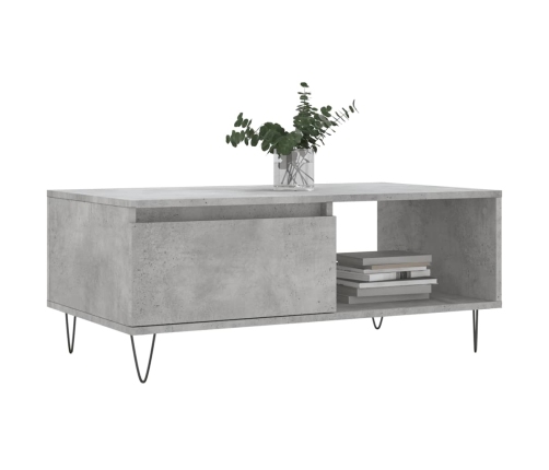 Mesa de centro madera contrachapada gris hormigón 90x50x36,5 cm