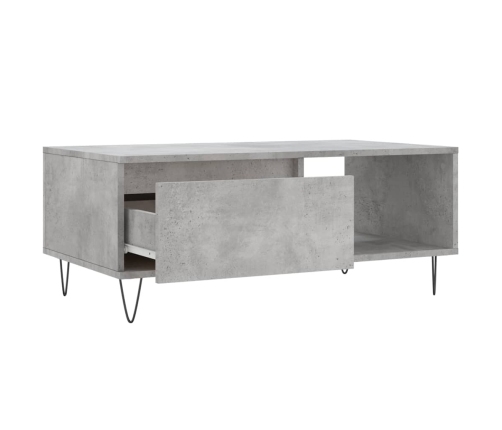 Mesa de centro madera contrachapada gris hormigón 90x50x36,5 cm