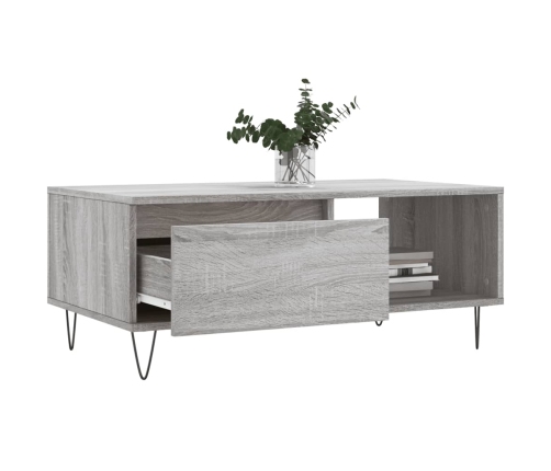 Mesa de centro madera contrachapada gris Sonoma 90x50x36,5 cm