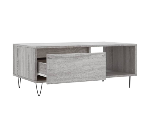 Mesa de centro madera contrachapada gris Sonoma 90x50x36,5 cm