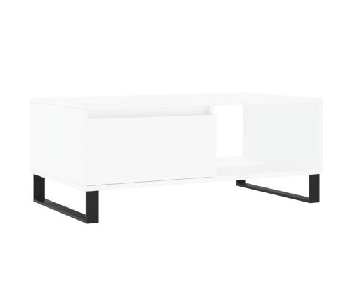 Mesa de centro madera contrachapada blanco 90x50x36,5 cm