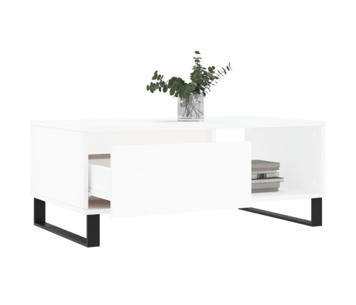 Mesa de centro madera contrachapada blanco 90x50x36,5 cm