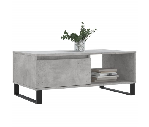 Mesa de centro madera contrachapada gris hormigón 90x50x36,5 cm