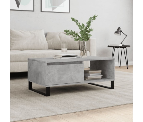 Mesa de centro madera contrachapada gris hormigón 90x50x36,5 cm