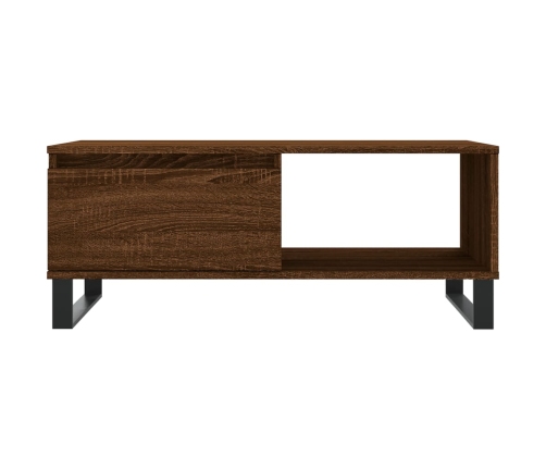 Mesa de centro madera contrachapada marrón roble 90x50x36,5 cm