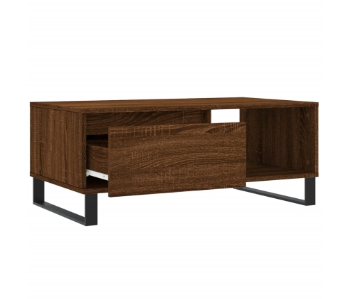 Mesa de centro madera contrachapada marrón roble 90x50x36,5 cm