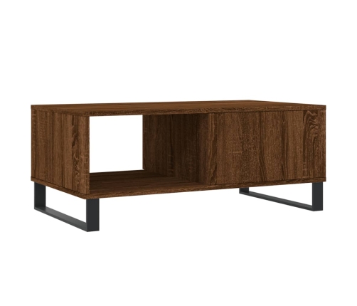 Mesa de centro madera contrachapada marrón roble 90x50x36,5 cm