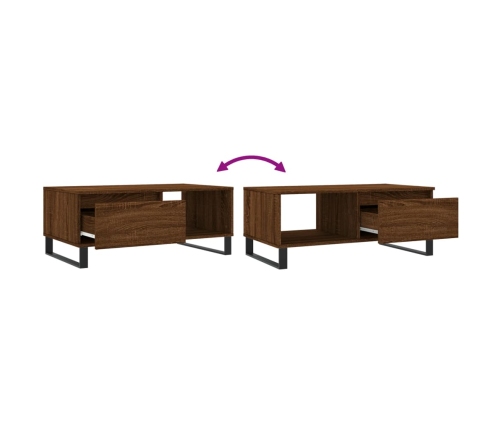 Mesa de centro madera contrachapada marrón roble 90x50x36,5 cm