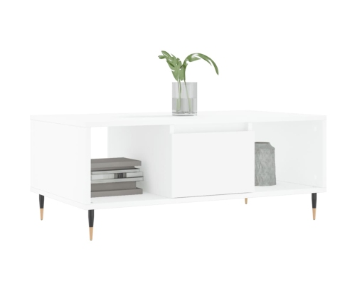 Mesa de centro madera contrachapada blanco 90x50x36,5 cm