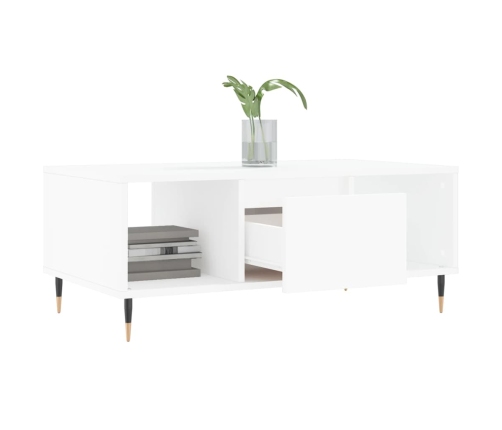 Mesa de centro madera contrachapada blanco 90x50x36,5 cm