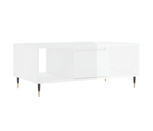 Mesa de centro madera contrachapada blanco brillo 90x50x36,5 cm