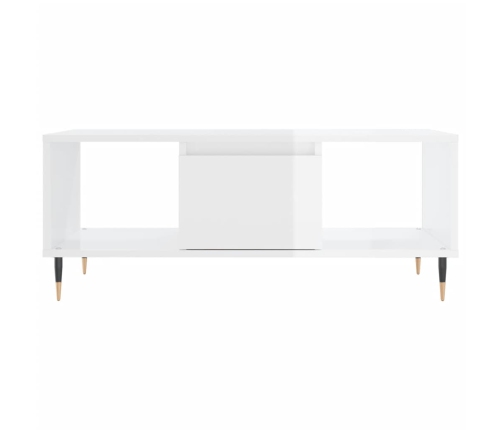 Mesa de centro madera contrachapada blanco brillo 90x50x36,5 cm