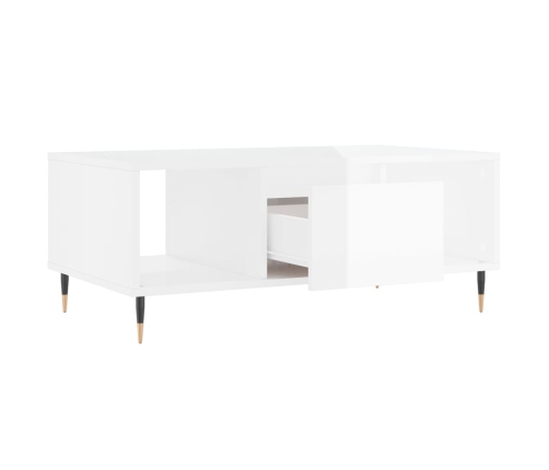 Mesa de centro madera contrachapada blanco brillo 90x50x36,5 cm