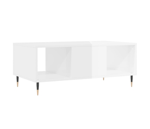 Mesa de centro madera contrachapada blanco brillo 90x50x36,5 cm