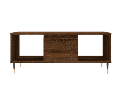 Mesa de centro madera contrachapada marrón roble 90x50x36,5 cm