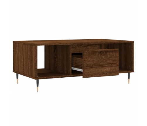 Mesa de centro madera contrachapada marrón roble 90x50x36,5 cm