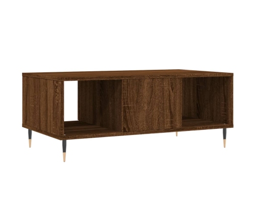 Mesa de centro madera contrachapada marrón roble 90x50x36,5 cm