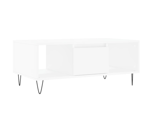 Mesa de centro madera contrachapada blanco 90x50x36,5 cm