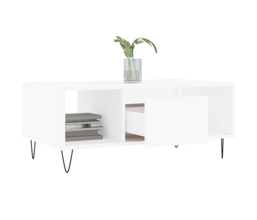 Mesa de centro madera contrachapada blanco 90x50x36,5 cm