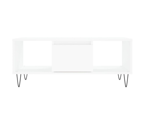 Mesa de centro madera contrachapada blanco 90x50x36,5 cm