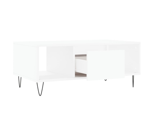 Mesa de centro madera contrachapada blanco 90x50x36,5 cm