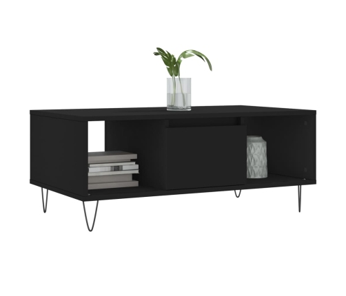 Mesa de centro madera contrachapada negro 90x50x36,5 cm