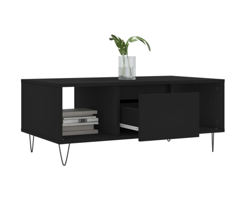 Mesa de centro madera contrachapada negro 90x50x36,5 cm