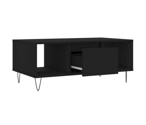 Mesa de centro madera contrachapada negro 90x50x36,5 cm