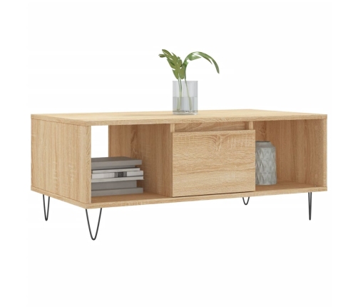 Mesa de centro madera contrachapada roble Sonoma 90x50x36,5 cm