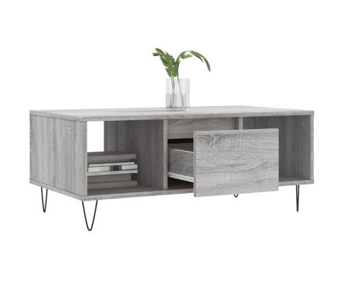 Mesa de centro madera contrachapada gris Sonoma 90x50x36,5 cm