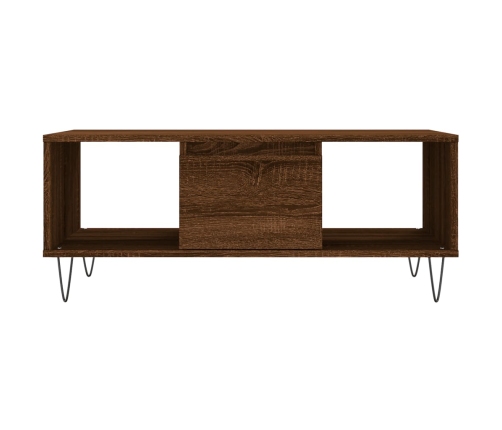 Mesa de centro madera contrachapada marrón roble 90x50x36,5 cm