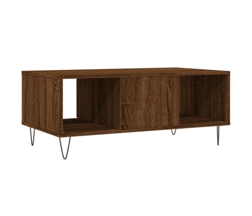 Mesa de centro madera contrachapada marrón roble 90x50x36,5 cm