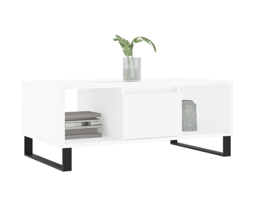 Mesa de centro madera contrachapada blanco 90x50x36,5 cm