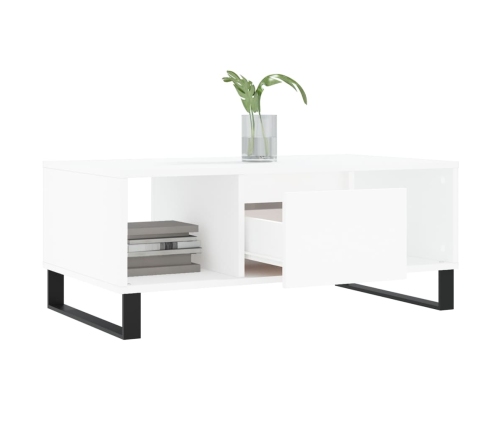 vidaXL Mesa de centro madera contrachapada blanco 90x50x36,5 cm