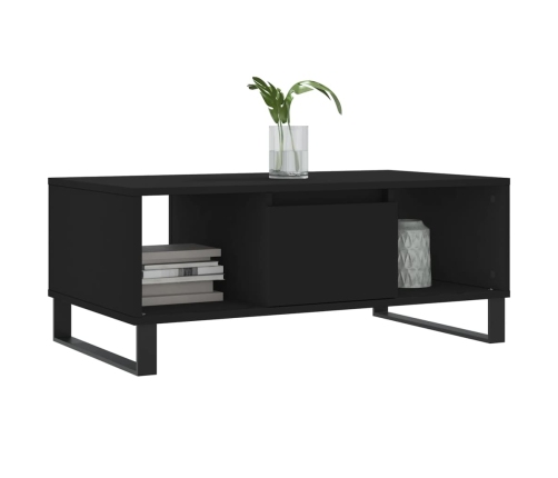 Mesa de centro madera contrachapada negro 90x50x36,5 cm