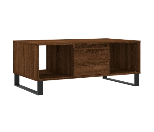 Mesa de centro madera contrachapada marrón roble 90x50x36,5 cm