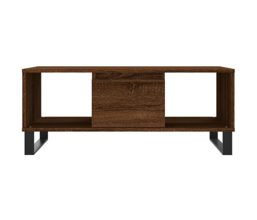 Mesa de centro madera contrachapada marrón roble 90x50x36,5 cm