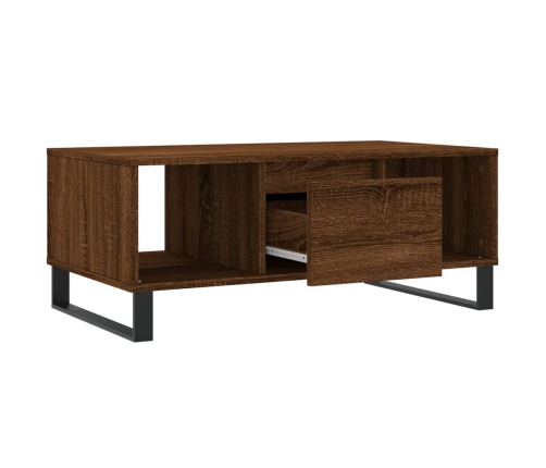 Mesa de centro madera contrachapada marrón roble 90x50x36,5 cm