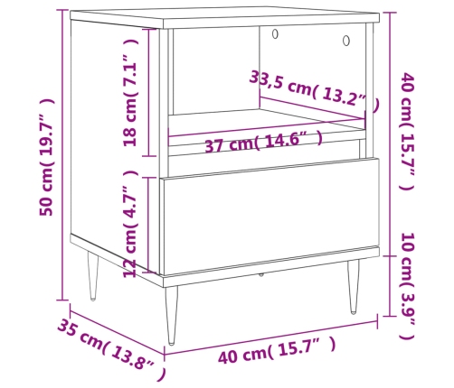 Mesitas de noche 2 uds madera de ingeniería blanco 40x35x50 cm