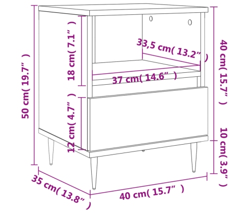 Mesitas noche 2 uds madera ingeniería roble Sonoma 40x35x50 cm