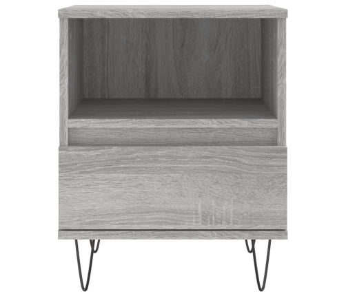 Mesita de noche 2 uds madera ingeniería gris Sonoma 40x35x50 cm