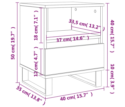 Mesitas de noche 2 uds madera de ingeniería negro 40x35x50 cm