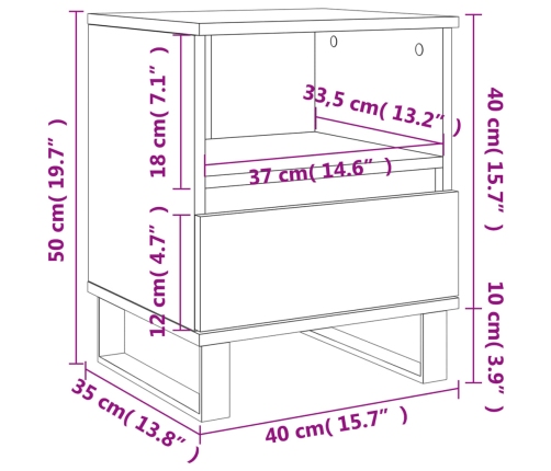 Mesitas noche 2 uds madera ingeniería roble Sonoma 40x35x50 cm