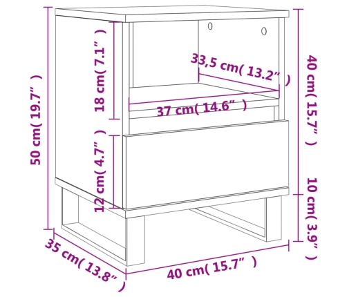 Mesita de noche madera de ingeniería gris Sonoma 40x35x50 cm